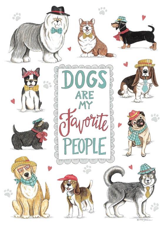 Deb Strain DS2086 - DS2086 - Dogs are My Favorite People - 12x16 Dogs, Pets, Whimsical, Typography, Signs, Dogs are My Favorite People, Hats from Penny Lane