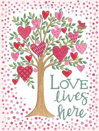 Deb Strain DS2093 - DS2093 - Love Tree - 12x16 Valentine's Day, Hearts, Love Lives Here, Typography, Signs, Love Tree, Polka Dots, Spring from Penny Lane