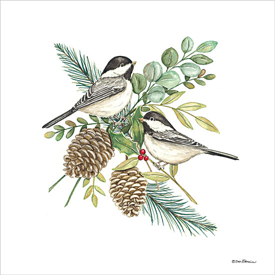 Deb Strain DS2102 - DS2102 - Nature Birds II - 12x12 Nature, Birds, Greenery, Pine Cones, Botanical, Winter, Holly, Berries from Penny Lane