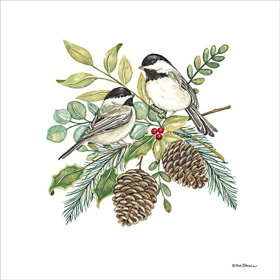 Deb Strain DS2103 - DS2103 - Nature Birds III - 12x12 Nature, Birds, Greenery, Pine Cones, Botanical, Winter, Holly, Berries from Penny Lane
