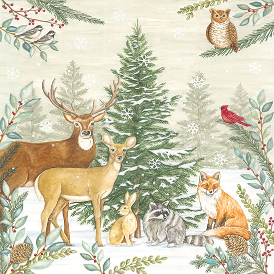 Deb Strain DS2173 - DS2173 - Woodland Winter - 12x12 Animals, Woodland Animals, Winter, Tree, Deer, Owl, Birds, Rabbit Raccoon, Greenery, Snow, Nature, Children from Penny Lane