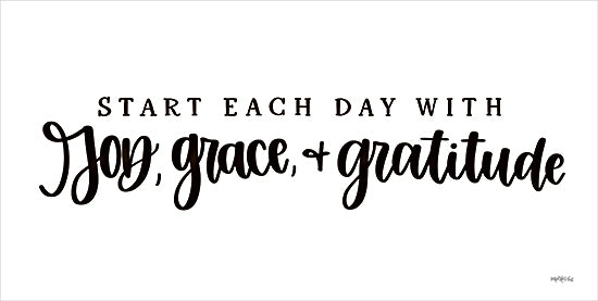 Imperfect Dust DUST1048 - DUST1048 - God, Grace and Gratitude - 18x9 Inspirational, Start Each Day, God, Grace, Gratitude, Motivational, Typography, Signs, Textual Art, Black & White from Penny Lane