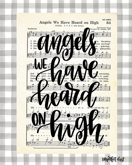 Imperfect Dust DUST383 - DUST383 - Angels We Have Heard     - 12x16 Angels We Have Heard on High, Holidays, Christmas, Sheet Music, Gingham Border, Christmas Song    from Penny Lane