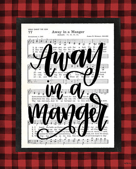 Imperfect Dust DUST507 - DUST507 - Away in a Manger    - 12x16 Away In The Manger, Song, Holiday, Christmas, Sheet Music, Plaid, Calligraphy, Signs from Penny Lane