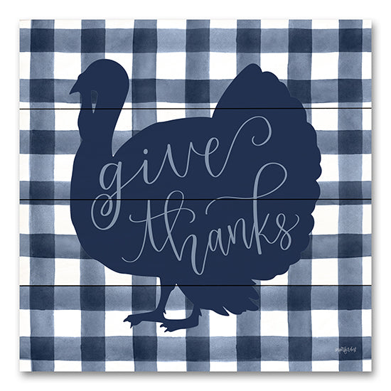 Imperfect Dust DUST939PAL - DUST939PAL - Give Thanks Turkey - 12x12 Give Thanks, Turkey, Blue & White, Plaid, Thanksgiving, Decorations from Penny Lane