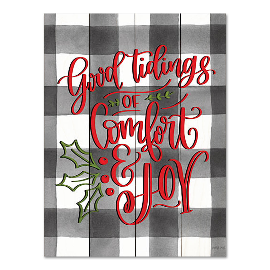 Imperfect Dust DUST995PAL - DUST995PAL - Good Tidings of Comfort & Joy - 12x16 Christmas, Holidays, Good Tidings of Comfort & Joy, Typography, Signs, Black & White, Plaid from Penny Lane