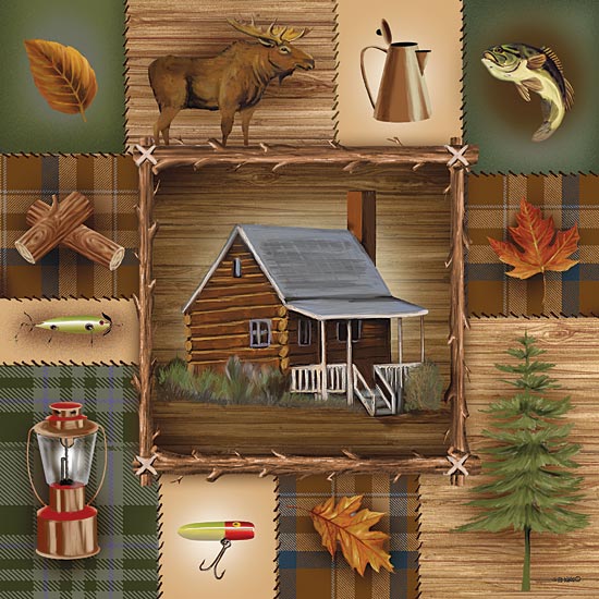 Ed Wargo ED155 - At the Cabin  - Collage, Lodge, Lake, Log Cabin, Camping, Icons from Penny Lane Publishing