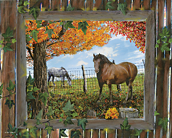 Ed Wargo ED444 - ED444 - Barn View II - 16x12 Horses, Horse Farm, Fall, Trees, Autumn from Penny Lane