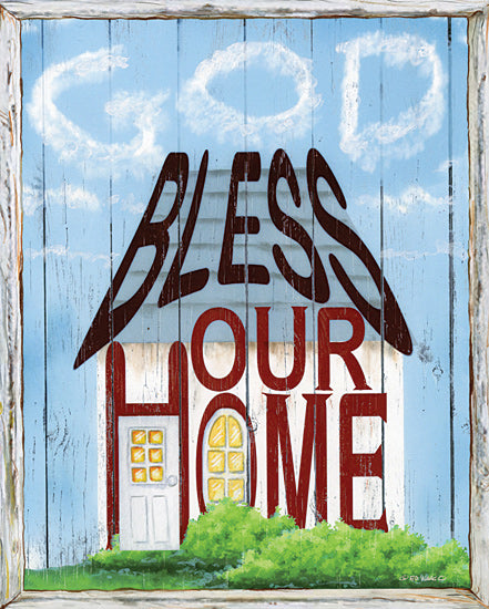 Ed Wargo ED465 - ED465 - God Bless Our Home - 12x16 God Bless Our Home, House, Home, Family, Typography, Signs from Penny Lane
