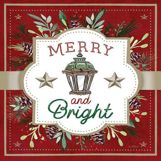 Elizabeth Tyndall ET104 - ET104 - Winterbury Merry and Bright - 12x12 Christmas, Holidays, Wreath, Merry & Bright, Typography, Signs, Textual Art, Lantern, Stars, Greenery, Pinecones, Berries, Plaid, Gold, Red, Winter from Penny Lane