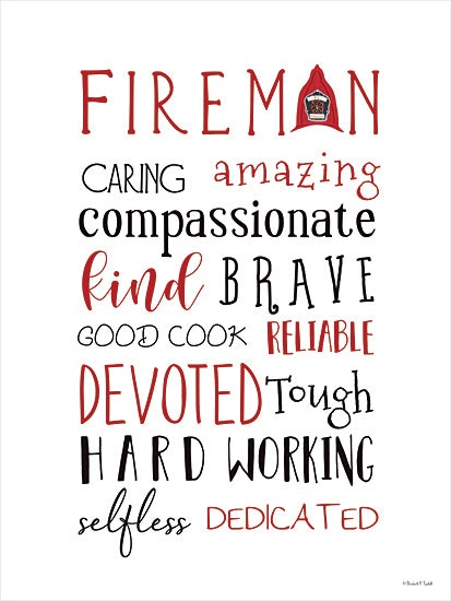 Elizabeth Tyndall ET146 - ET146 - Fireman - 12x16 Fireman, Inspirational, Descriptive Words, Typography, Signs, Textual Art, Black & Red, Occupation from Penny Lane