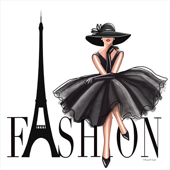 Elizabeth Tyndall ET184 - ET184 - Fashion Lady IV - 12x12 Fashion, Typography, Signs, Textual Art, Paris, Eifel Tower, Woman, Dress, Gloves, Hat from Penny Lane