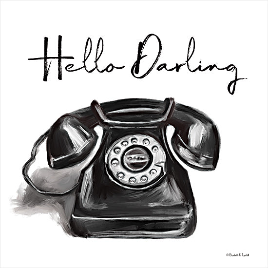 Elizabeth Tyndall ET186 - ET186 - Hello Darling - 12x12 Vintage, Telephone, Hello Darling, Typography, Signs, Textual Art, Black & White from Penny Lane
