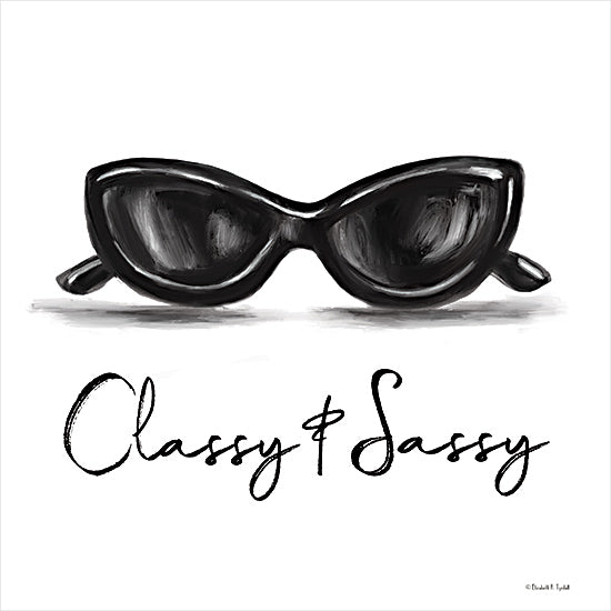 Elizabeth Tyndall ET187 - ET187 - Classy & Sassy - 12x12 Vintage, Fashion, Glasses, Classy & Sassy, Typography, Signs, Textual Art, Black & White from Penny Lane