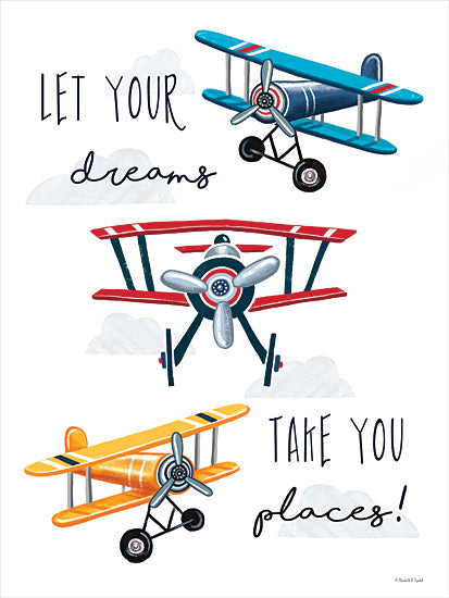 Elizabeth Tyndall ET200 - ET200 - Let Your Dreams Take You Places - 12x16 Children, Inspirational, Airplanes, Let Your Dreams Take You Places!, Typography, Signs, Textual Art from Penny Lane