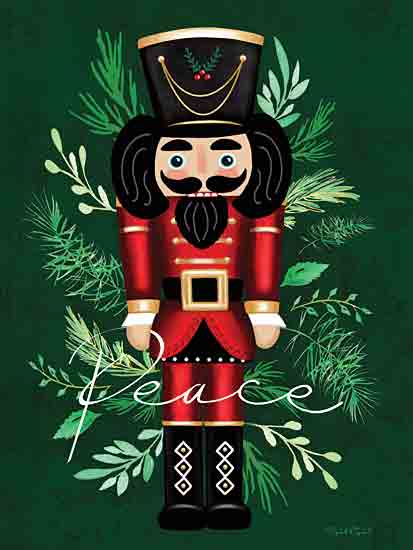 Elizabeth Tyndall ET247 - ET247 - Nutcracker Peace - 12x16 Christmas, Holidays, Nutcracker, Greenery, Peace, Typography, Signs, Textual Art from Penny Lane