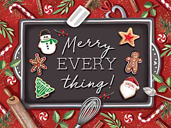 Elizabeth Tyndall ET253 - ET253 - Merry Everything - 16x12 Christmas, Holidays, Kitchen, Baking, Cookies, Merry Everything, Typography, Signs, Textual Art, Baking Sheet, Rolling Pin, Spatula, Holly, Berries, Winter from Penny Lane