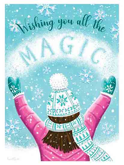 Elizabeth Tyndall ET255 - ET255 - Wishing You All the Magic - 12x16 Winter, Snow, Snowflakes, Girl, Wishing You All the Magic, Typography, Signs, Textual Art from Penny Lane