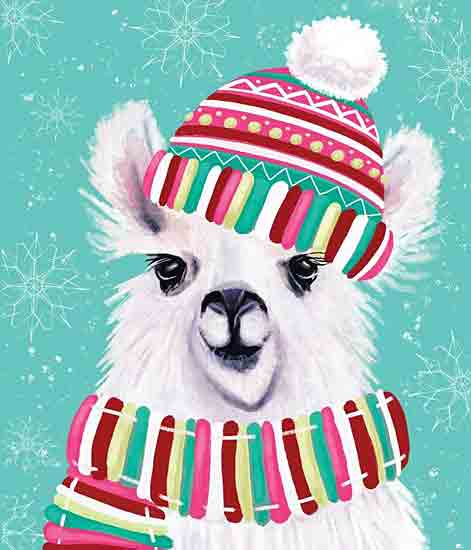 Elizabeth Tyndall ET261 - ET261 - Holiday Llama - 12x16 Winter, Whimsical, Llama, Scarf, Hat, White Llama, Snowflakes, from Penny Lane
