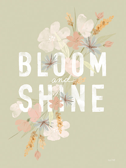 House Fenway FEN1015 - FEN1015 - Bloom & Shine - 12x16 Inspirational, Bloom and Shine, Typography, Signs, Textual Art, Flowers, Greenery, Bedroom, Cottage/Country from Penny Lane