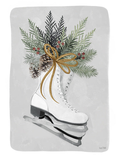 House Fenway FEN1019 - FEN1019 - Christmas Skates - 12x16 Winter, Still Life, Ice Skating, Ice Skates, Christmas, Holidays, Pine Sprigs, Pine Cones, Berries, Ribbon from Penny Lane
