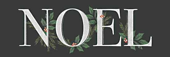 House Fenway FEN1059 - FEN1059 - Holly Noel Sign - 18x6 Christmas, Holidays, Noel, Typography, Signs, Textual Art, Greenery, Holly, Berries, Pine Sprigs, Black Background, Winter from Penny Lane