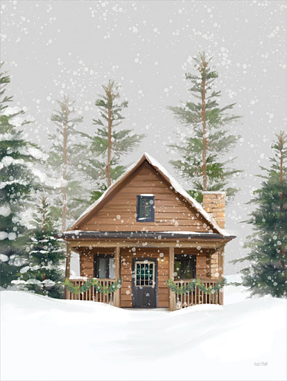 House Fenway FEN1063 - FEN1063 - Winter Cottage II - 12x16 Winter, Lodge, Cottage, Christmas, Christmas Garland, Trees, Pine Trees, Snow, Front Porch from Penny Lane