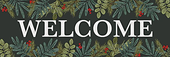 House Fenway FEN1130A - FEN1130A - Holiday Welcome Sign - 36x12 Christmas, Holidays, Welcome, Typography, Signs, Textual Art, Holly, Berries, Eucalyptus, Pine Sprigs, Greenery from Penny Lane