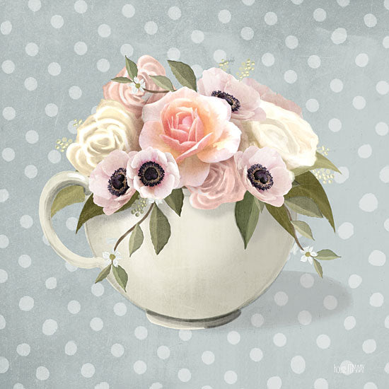 House Fenway FEN165 - FEN165 - Polka Dot Coffee-Anemone   - 12x12 Coffee Cup, Flowers, Anemone Flowers, Kitchen, Botanical from Penny Lane