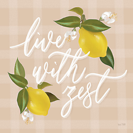 House Fenway FEN313 - FEN313 - Live with Zest  - 12x12 Lemons, Kitchen, Fruit, Lemon Blossoms, Live With Zest, Whimsical, Typography, Signs from Penny Lane