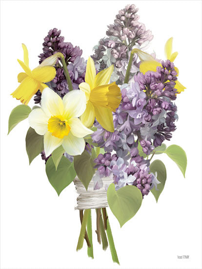 House Fenway FEN325 - FEN325 - Lilacs and Daffodils - 12x16 Flowers, Lilacs, Daffodils, Bouquet, Spring, Botanical from Penny Lane