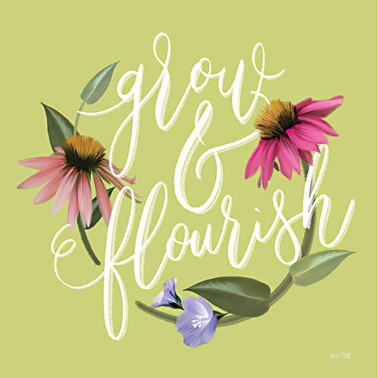 House Fenway FEN330 - FEN330 - Grow & Flourish  - 12x12 Grow & Flourish, Typography, Flowers, Motivational, Bouquet, Botanical, Signs from Penny Lane