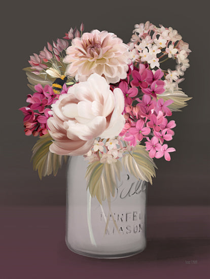 House Fenway FEN353 - FEN353 - Plum Mason Jar Floral - 12x16 Flowers, Pink and White Flowers, Mason Jars, Bouquet, Blooms, Triptych, Country from Penny Lane