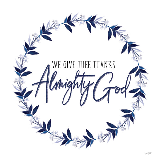 House Fenway FEN393 - FEN393 - Almighty God Wreath - 12x12 We Give Thee Thanks Almighty God Wreath, Wreath, Religious, Blue & White, Signs from Penny Lane