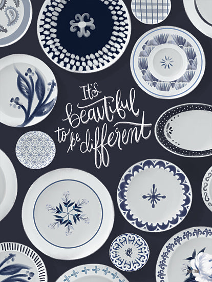 House Fenway FEN394 - FEN394 - It's Beautiful to be Different - 12x16 It's Beautiful to be Different, Motivational, Blue & White, Tween, Dishes from Penny Lane