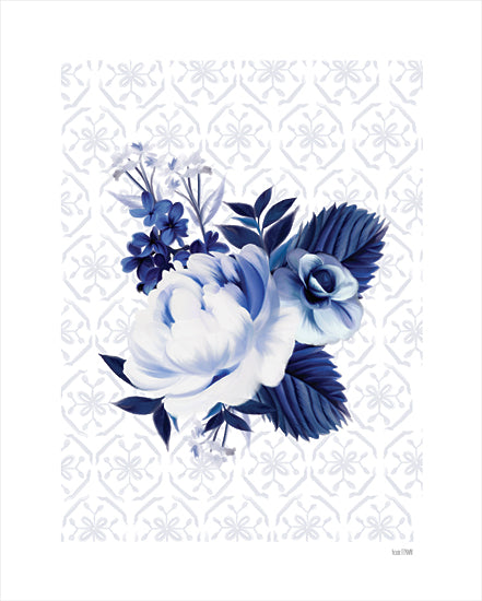 House Fenway FEN397 - FEN397 - Peony Blossom in Blue - 12x16 Peonies, Flowers, Blue & White, Blossoms, Blooms, Patterns from Penny Lane
