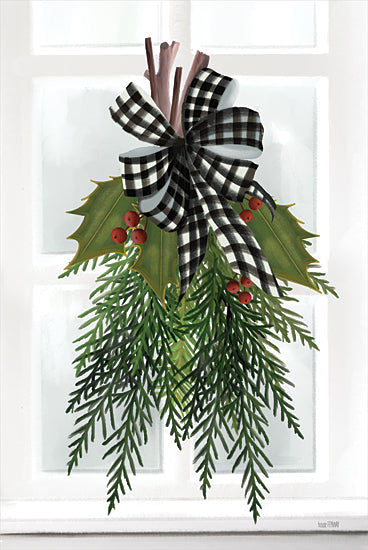 House Fenway FEN410 - FEN410 - Holly Christmas Swag - 12x18 Christmas, Holidays, Holly Swag, Front Door, Winter, Greenery, Berries, Plaid Bow, Winter, Christmas Decorations from Penny Lane