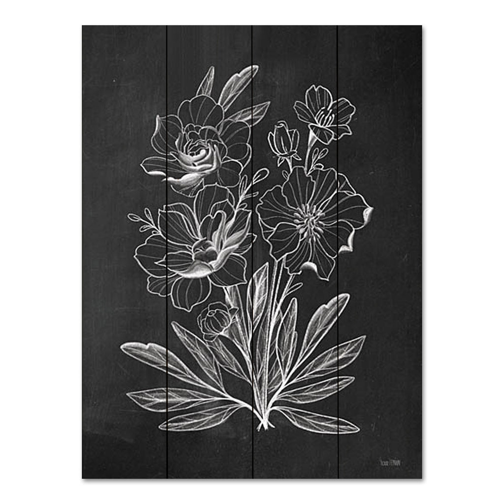 House Fenway FEN432PAL - FEN432PAL - Vintage Chalkboard Flowers     - 12x16 Abstract, Flowers, Vase, Black & White, Drawing Print, Chalkboard from Penny Lane