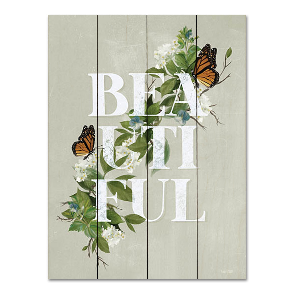 House Fenway FEN482PAL - FEN482PAL - Beautiful Butterflies    - 12x16 Beautiful, Butterflies, Flowers, White Flowers, Greenery, Typography, Signs, Spring from Penny Lane