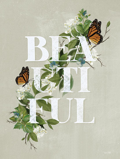 House Fenway FEN482 - FEN482 - Beautiful Butterflies    - 12x16 Beautiful, Butterflies, Flowers, White Flowers, Greenery, Typography, Signs, Spring from Penny Lane