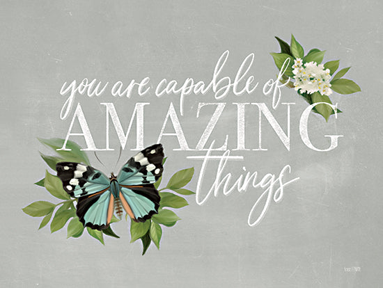 House Fenway FEN484 - FEN484 - Amazing Things    - 16x12 You are Capable of Amazing Things, Butterflies, Flowers, Motivational, Typography, Signs, Spring from Penny Lane