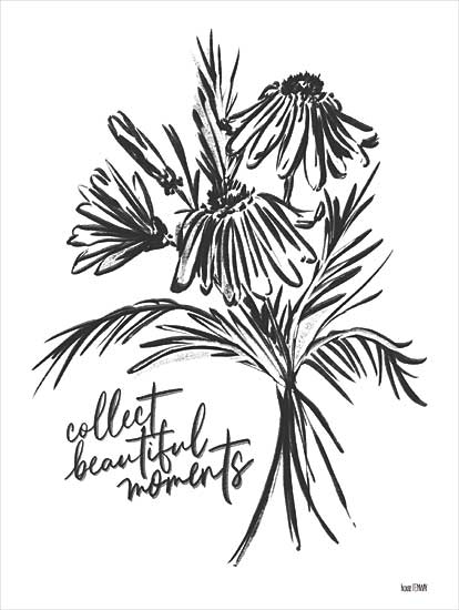 House Fenway FEN522 - FEN522 - Collect Beautiful Moments - 12x16 Collect Beautiful Moments, Flowers, Bouquet, Sketch, Black & White, Typography, Signs from Penny Lane