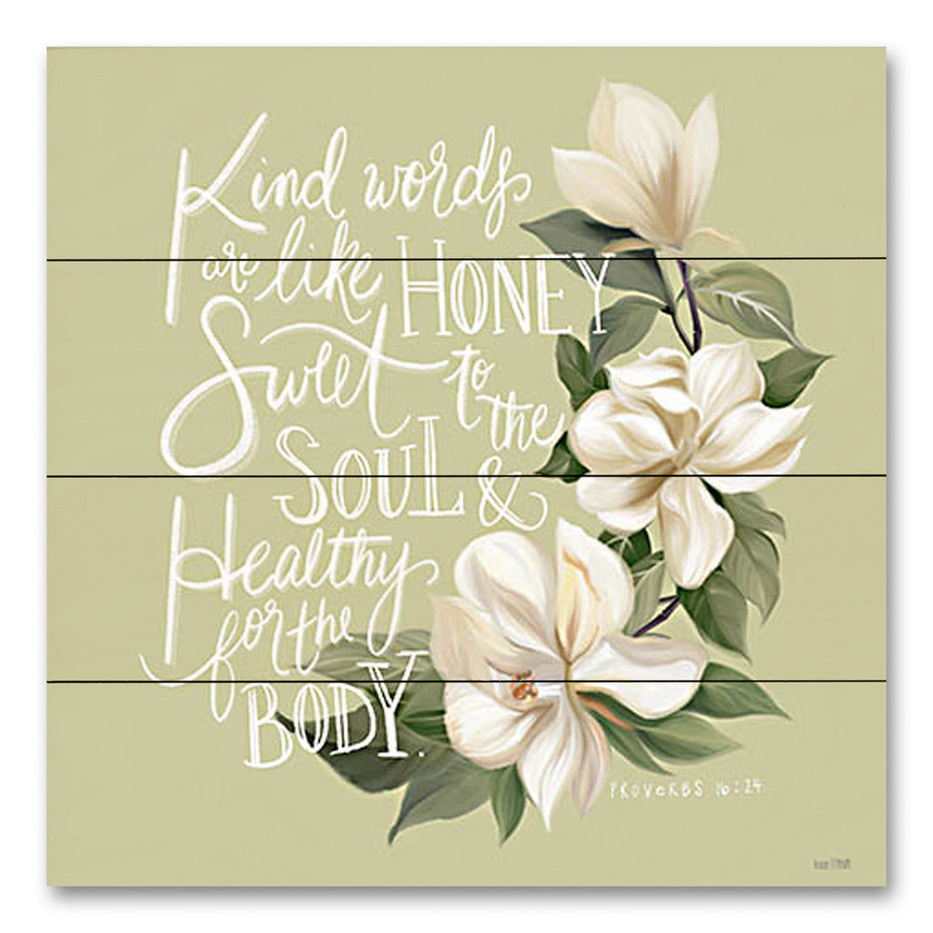 House Fenway FEN535PAL - FEN535PAL - Kind Words Are Like Honey - 12x12 Kind Words are Like Honey, Bible Verse, Proverbs, Flowers, White Flowers, Spring, Religion from Penny Lane