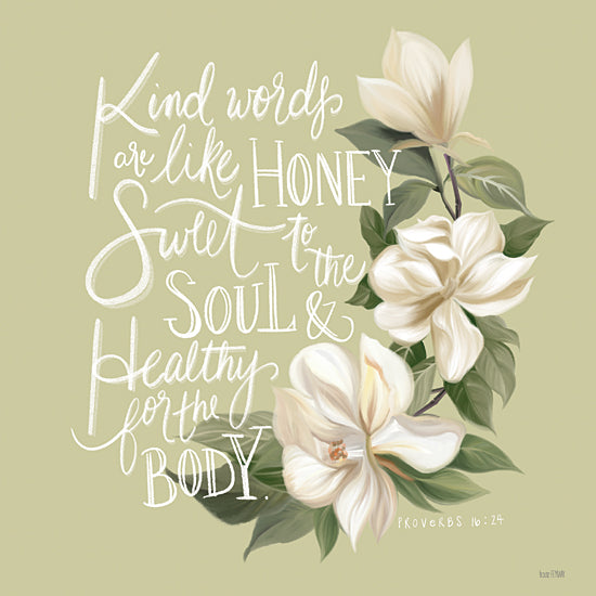 House Fenway FEN535 - FEN535 - Kind Words Are Like Honey - 12x12 Kind Words are Like Honey, Bible Verse, Proverbs, Flowers, White Flowers, Spring, Religion from Penny Lane