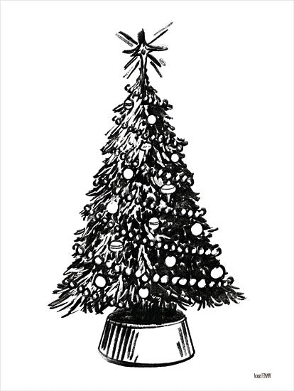 House Fenway FEN543 - FEN543 - Farmhouse Christmas Tree - 12x16 Christmas, Holidays, Christmas Tree, Black & White, Farmhouse/Country, Ornaments, Star from Penny Lane