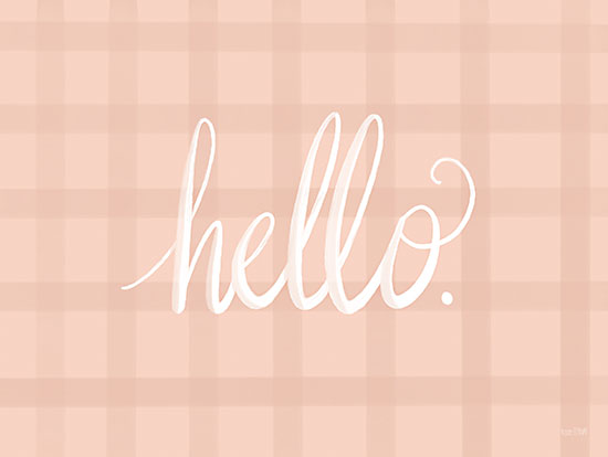 House Fenway FEN548 - FEN548 - Pretty Plaid Hello - 12x16 Hello, Greeting, Plaid, Pink, White, Typography, Signs, Patterns from Penny Lane