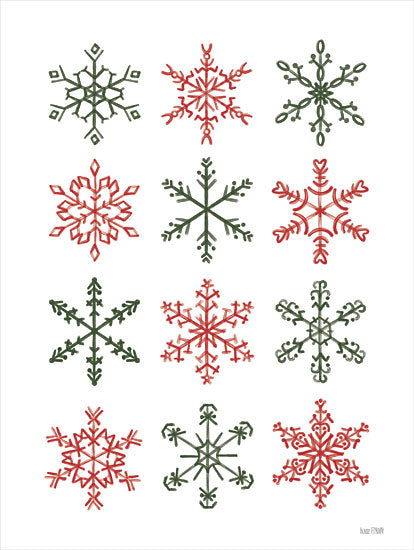 House Fenway FEN555 - FEN555 - Snowflakes - 12x16 Christmas, Holidays, Snowflakes, Winter, Patterns, Red, Green from Penny Lane