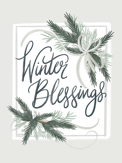 House Fenway FEN566 - FEN566 - Winter Blessings - 12x16 Winter, Blessings, Pine Boughs, Calligraphy, Neutral Palette, Signs from Penny Lane