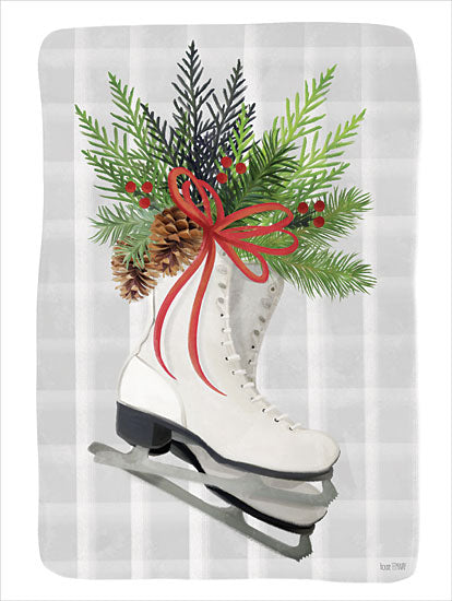 House Fenway FEN567 - FEN567 - Christmas Skates - 12x16 Skates, Pine Boughs, Still Life, Sports, Ice-skating, Winter Sports, Plaid from Penny Lane