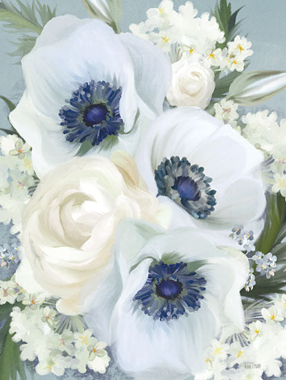 House Fenway FEN630 - FEN630 - Anemones in Blue I - 12x16 Flowers, Anemones, Blue & White, Bouquet from Penny Lane